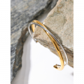 Yhpup Waterproof 18k Gold Plated Geometric Stainless Steel Double Color Cuff Bracelet Bangle Statement Charm Texture Jewelry New - Bangles - AliExpress