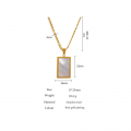 Yhpup Stainless Steel Square Shell Pendant Necklace Statement Metal Gold Collar Necklace For Women Цепочка На Шею Женская Gift - Necklace - AliExpress