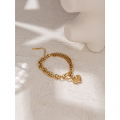 Yhpup Statement Heart Pendant Bracelet Stainless Steel Gold 18 K Plated Jewelry Trendy Metal Texture Bracelet Accessories 2021 - Bracelets - AliExpress