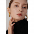 Yhpup Stainless Steel Twisted Unusual Earrings Simple Golden Metal Round Stud Earrings Jewelry Бижутерия Для Женщин 2022 Gift - Stud Earrings - AliExpress