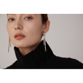 Yhpup New Cubic Zirconia Long Dangle Earrings Stainless Steel Geometric Fashion Earrings Jewelry Бижутерия Для Женщин Party Gift - Dangle Earrings - AliExpress