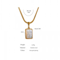 Yhpup Stainless Steel Square Pendant Necklace TrendyTemperament Natural Shell Jewelry Statement Metal Collar бижутерия Gift|Pendant Necklaces|   - AliExpress