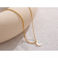 Yhpup Stainless Steel White Shell Moon Pendant Chic Necklace Unique Gold Color Beads Chain Zircon Collar Charm Delicate Jewelry - Necklace - AliExpress