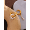 Yhpup Natural Pearl Asymmetry Dangle Earrings Stainless Steel Golden Metal Geometric Earrings Accessories Bijoux Femme 2021 - Hoop Earrings - AliExpress