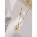 Yhpup Golden Fruit Pendant Necklace for Women Stainless Steel Jewelry Avocado Natural Shell Fashion Charm Cute Summer Party| |   - AliExpress