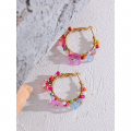 Yhpup New Colorful Resin Flowers Stainless Steel Round Hoop Earrings Y2K Jewelry for Women Summer Party Gift Bijoux Femme| |   - AliExpress