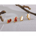 Yhpup New Natural Shell Red Agate Heart Stud Earrings Stainless Steel Cute Charm Jewelry for Women 18K PVD Plated Bijoux Gift| |   - AliExpress