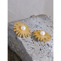 Yhpup Vintage Imitation Pearls Stainless Steel Sun Flower Stud Earrings 2023 Gold Color Statement Charm Jewelry for Women Gift| |   - AliExpress