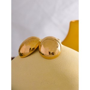 Yhpup Big Oval Geometric Stainless Steel Gold Color 18k Plated Waterproof Fashion Charm Stud Earrings Large Ear Jewelry Women| |   - AliExpress