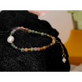 Yhpup Natural Tourmaline Stone Pearl Fashion Colorful Bead Bracelet Bangle for Women Mother Gift Healing Charm Jewelry Wholesale| |   - AliExpress