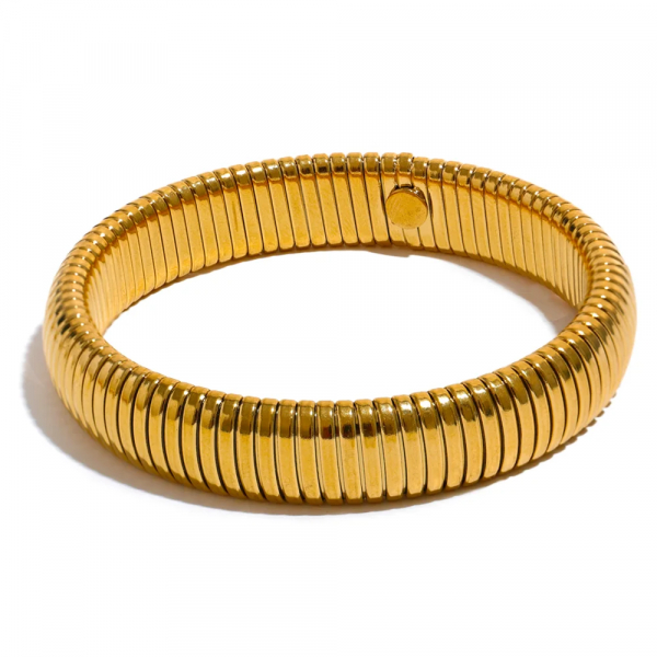 Yhpup-2023-Waterproof-Stainless-Steel-Elastic-Thick-Metal-Bracelet-Bangle-18K-Gold-Plated-Trend-Fashion-Unisex