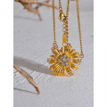 Yhpup Stylish CZ Zircon Stainless Steel Flower Pendant Necklace Gold Color 18K PVD Plated Popular Jewelry Bijoux 2023 Gala Gift