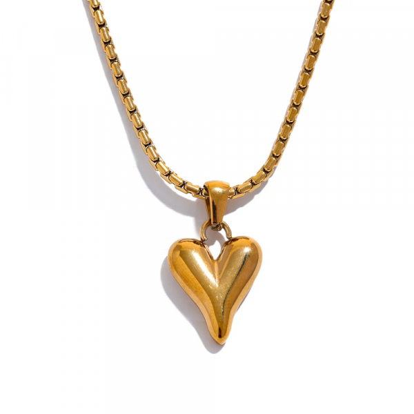 Yhpup-High-Quality-316l-Stainless-Steel-Heart-Love-Pendant-Necklace-Gold-Color-Romantic-Charm-Textured-Jewelry