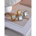 Yhpup 316 Stainless Steel Natural Shell Square Small Stud Earrings Women Anti Allergic Daily Exquisite Jewelry Envio Gratis Todo