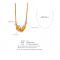 Yhpup Waterproof Stainless Steel Leaves Chic Pendant Necklace Gold Color 18K PVD Plated Fashion Minimalist Neck Jewelry Bijoux