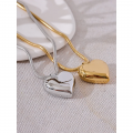 Yhpup Thicker Stainless Steel Heart Hollow Love Smooth Pendant Necklace Gold Platinum Color High Quality Neck Jewelry Women Gift