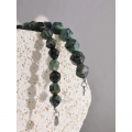 Yhpup 8# 10# Natural Malachite Cub Stone Beads Chain Handmade Bracelet Bangle Stainless Steel Men Women Unisex Health Jewelry