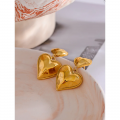 Yhpup 316L Stainless Steel Heart Cast Gold Color Drop Earrings High Quality Charm Romantic Fashion Jewelry украшения бижутерия