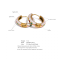 Yhpup Colorful Enamel Stainless Steel Round Hoop Earrings Women Fashion Waterproof Exquisite High Quality Golden Jewelry Gift