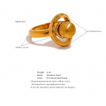 Yhpup Waterproof 316L Stainless Steel Round Ball Fashion Charm Ring 2023 Trendy Texture Gold Color Stylish Finger Jewelry Women