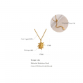 Yhpup Stainless Steel Golden Casting Sun Pendant Necklace  Waterproof Simple Fashion Metal Texture Trendy Jewelry for Woman