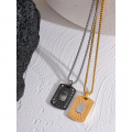 Yhpup 2023 Stainless Steel Square Sunlight Thick Pendant Men Necklace Fashion Daily Waterproof Gold Black Color Vintage Jewelry