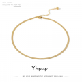 Yhpup Charm New Geometric Snake Chain Necklace Trendy Stainless Steel Jewelry Golden Metal Texture брелок Women Waterproof Gift