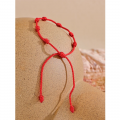 Yhpup Adjustable Red Rope Braided Handmade Wishes Lucky Wealth Bracelet Bangle for Women Wrist Family Lovers Jewelry Gift