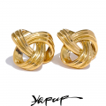 Yhpup 316L Stainless Steel Metal Knot Twisted Stripe Stud Earrings Rust Proof Texture Trendy Fashion Jewelry for Women Wholesale