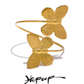 Yhpup Waterproof Metal Large Golden Butterfly Open Cuff Bracelet Bangle Stainless Steel High Quality Charm Statement Jewelry