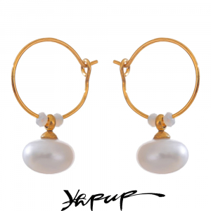 Yhpup Stylish Natural Pearls Golden Hoop Earrings 2024 Stainless Steel Prevent Allergy Trendy France Fashion Jewelry Bijoux Chic