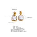 Yhpup Stainless Steel Baroque Imitation Pearls Square Drop Earrings for Women Tarnish Resistant Daily Korean Fashion Jewelry