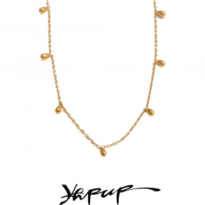 Yhpup Rust Proof Stainless Steel Simple Summer Anklet Necklace Jewelry Set Fashion Water Drop Pendant Chic Chain Necklace Gift