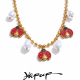 Yhpup Baroque Simulated Pearls Ladybird Pendant Necklace for Women Stainless Steel Beads Chain Handmade Jewelry Waterproof