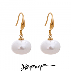 Yhpup Korean Style Simulated Pearls Chic Dangle Earrings for Women Prevent Allergy Stainless Steel Daily Jewelry High Quality