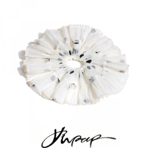 Yhpup INS Fairy Gauze Pleated Elastic Hair Loop Fashion Pearl Fabric Large Ponytail Holder Hair Accessories for Ladies Women